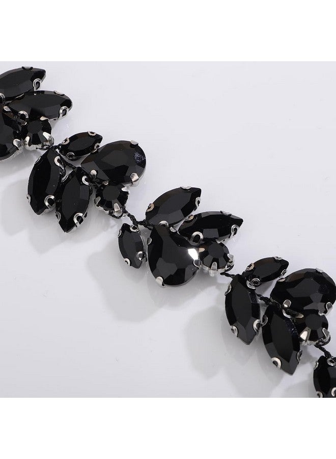 Denifery Bride Wedding Rhinestone Crystal Hair Vine Handmade Bridal Rhinestones Headband Wedding Hair Accessories For Brides Vintage Headpieces For Women Girls (Black) - Image 4