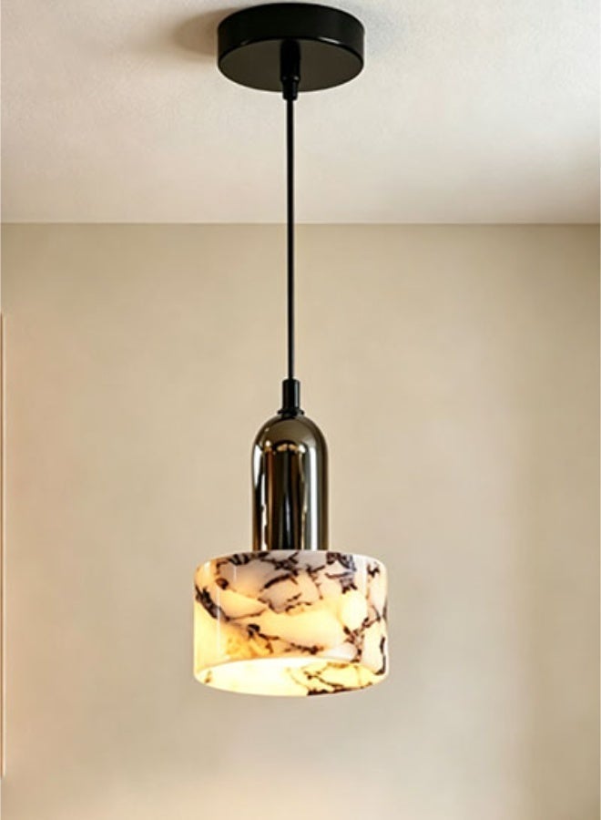 Stone Pendant Light - Adjustable Height Modern Luxury Pendant Lamp, LED Source,E27 Socket with 3000K Warm Bulb Included, Irregular Marble Texture Shade, for Dining Room/Bedside/Kitchen Island/Living Room - Image 1