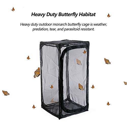 RESTCLOUD 30" Heavy Duty Monarch Butterfly Habitat, Outdoor Collapsible Insect Mesh Cage Terrarium Pop-up with Zipper Protection - Image 2
