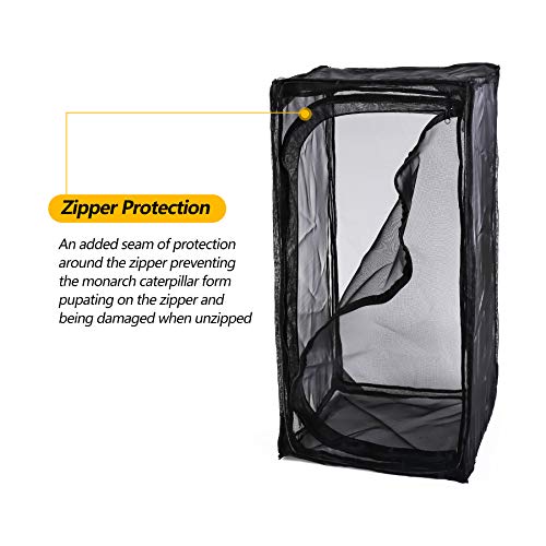 RESTCLOUD 30" Heavy Duty Monarch Butterfly Habitat, Outdoor Collapsible Insect Mesh Cage Terrarium Pop-up with Zipper Protection - Image 3