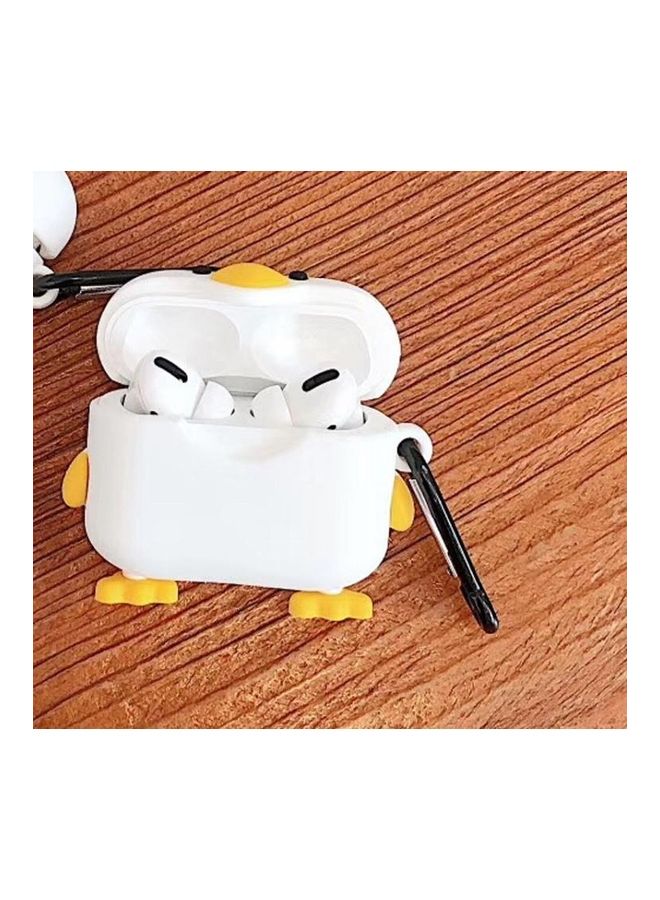 Cute Duck Bluetooth Headphone Protective Case For Apple AirPods Pro White/Yellow