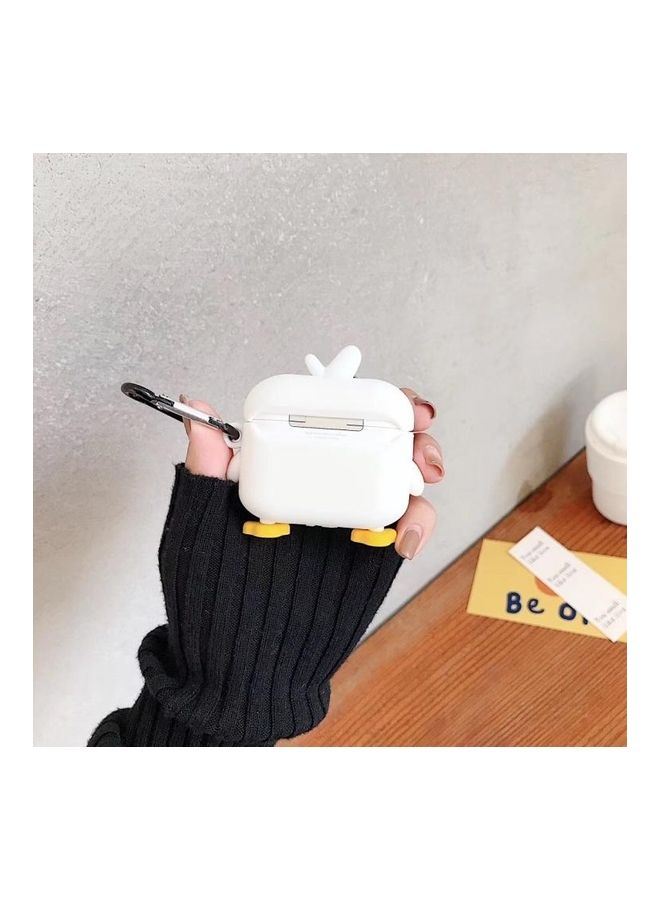 Cute Duck Bluetooth Headphone Protective Case For Apple AirPods Pro White/Yellow