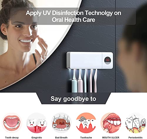 House Gem HouseGem Toothbrush Holder, Timer Function, 2000mAh Rechargeable Cordless Wall-Mounted Bathroom (White) - Image 3