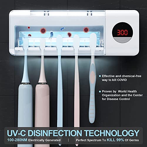 House Gem HouseGem Toothbrush Holder, Timer Function, 2000mAh Rechargeable Cordless Wall-Mounted Bathroom (White) - Image 2