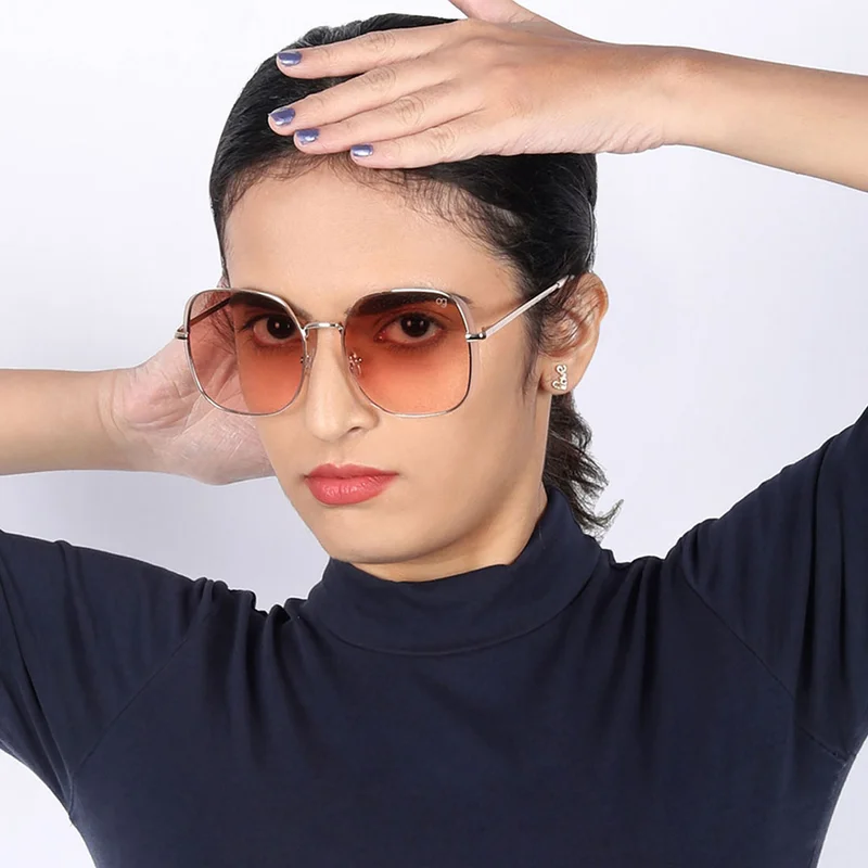Woggles Latest & Stylish UV Protected Peach Oversized Sunglasses for Women