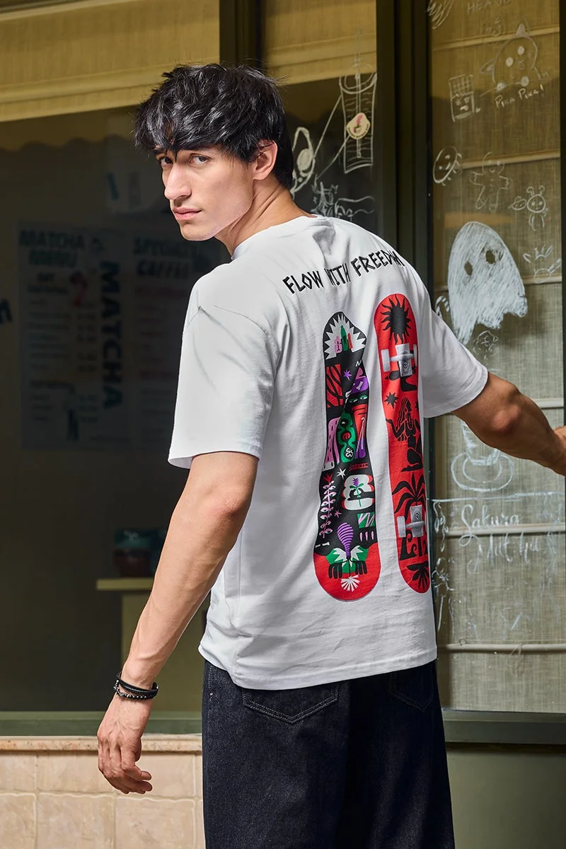 Snitch White White Graphic Half Sleeve Slim Fit T-Shirt for Men | Best Price UAE