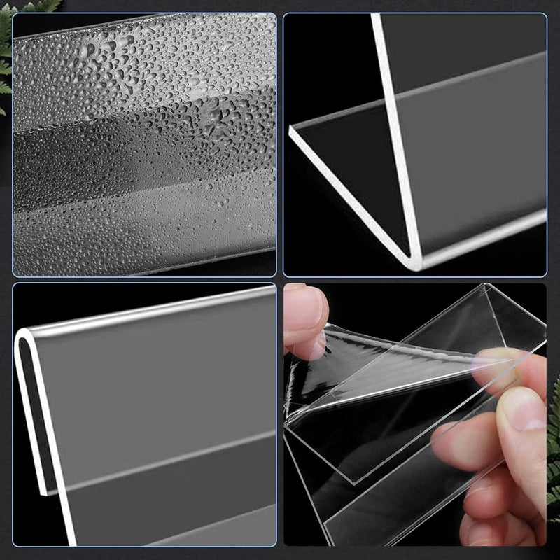 X spring Sign Display Holder, 20 Pcs Acrylic Sign Holder, 3.1 1.9 Inch Acrylic L Shaped Display Stand, Clear Acrylic Business Card Holder With Blank Labels For Office, Store, Restaurant, Horizontal - Image 5