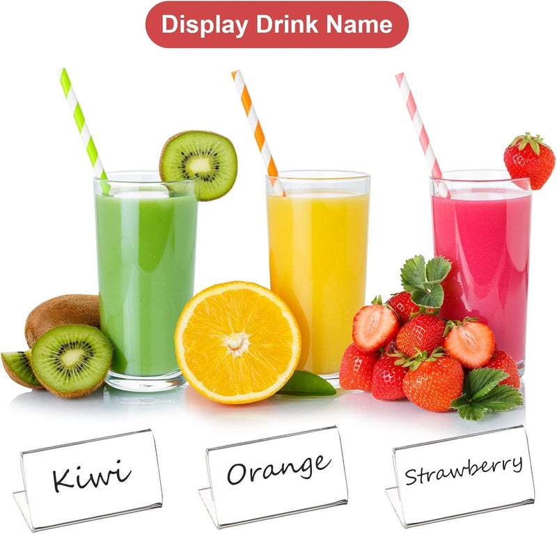 X spring Sign Display Holder, 20 Pcs Acrylic Sign Holder, 3.1 1.9 Inch Acrylic L Shaped Display Stand, Clear Acrylic Business Card Holder With Blank Labels For Office, Store, Restaurant, Horizontal - Image 4