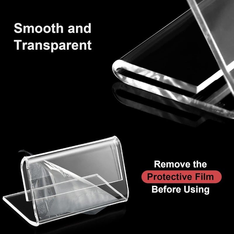 X spring Sign Display Holder, 20 Pcs Acrylic Sign Holder, 3.1 1.9 Inch Acrylic L Shaped Display Stand, Clear Acrylic Business Card Holder With Blank Labels For Office, Store, Restaurant, Horizontal - Image 2