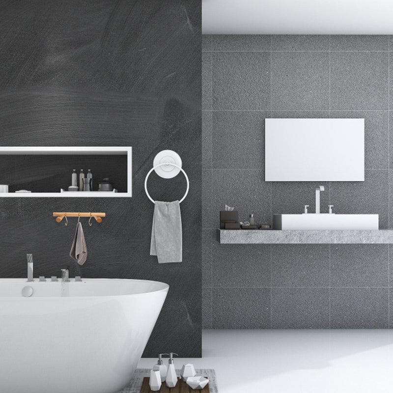 Solid Wood Towel Rack with Brass S Hooks No Drilling Needed for Bathroom Kitchen - Image 5