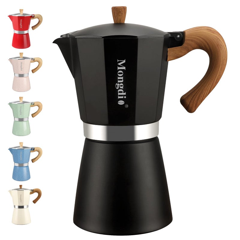 Mongdio Stovetop Espresso Maker Moka Pot, Cuban Coffee Maker Stove top coffee maker Moka Italian Espresso Greca Coffee Maker Brewer Percolator, 12 Espresso Cups, 20 oz - Black - Image 1