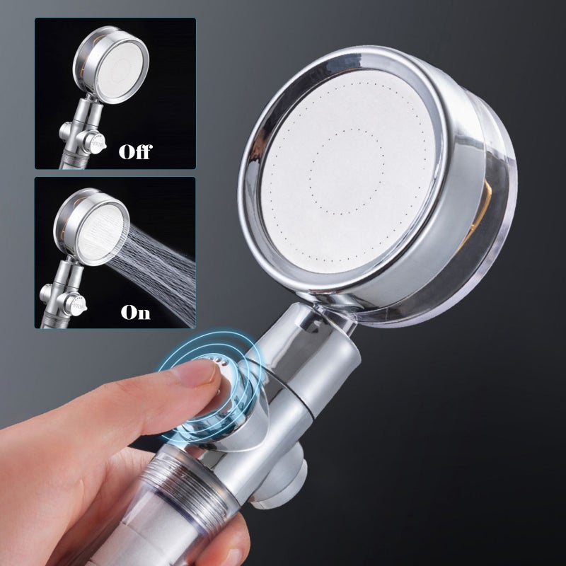 Shower Head: 360° Rotatable + Turbo Fan High Pressure Showerhead - Adjustable Flow With On/Off Pause Switch for Bathroom Showering - Image 4