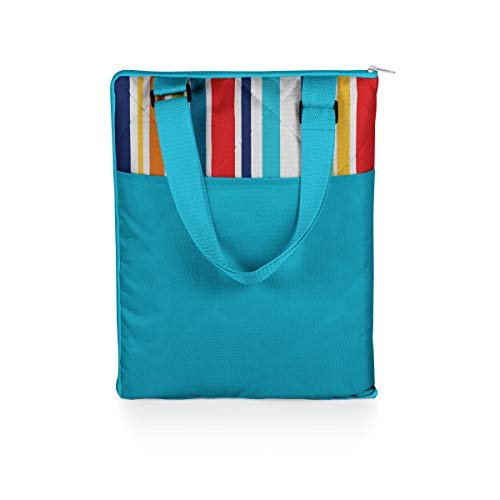 PICNIC TIME ONIVA - a Picnic Time brand - Vista Outdoor Picnic Blanket & Tote - Beach Blanket - Camping Blanket, (Fun Stripe Pattern with Aqua Blue Exterior) - Image 4