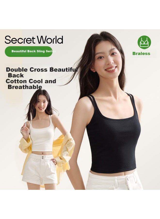 Secretworld Women's Camisole Bra, Elegant Outer Wear, High-quality Backless One-piece Bra, Luxurious With Built-in Padding, Base Layer Vest - Image 1