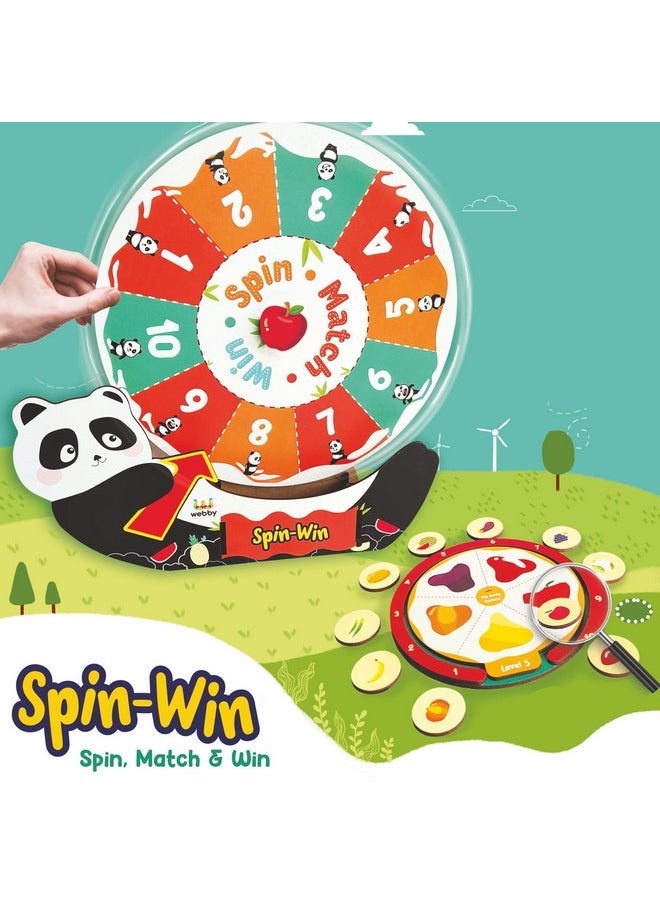 Webby Webby Wooden Spin Win - Spin, Match & Win Educational Game, Table Top Fun Family Game Set for Kids  - Image 5