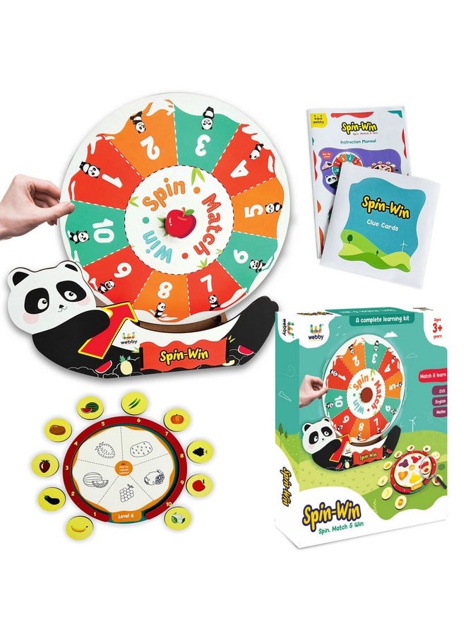 Webby Webby Wooden Spin Win - Spin, Match & Win Educational Game, Table Top Fun Family Game Set for Kids  - Image 1
