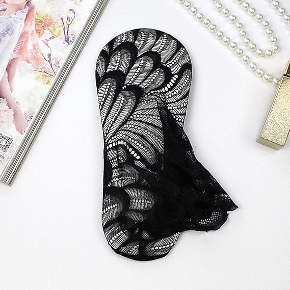 WKLOUYHE Women's Transparent Ultra-Thin Flower Lace Socks Mesh Short Ankle Socks Summer_Multicolour,Pack Of 05 - Image 2
