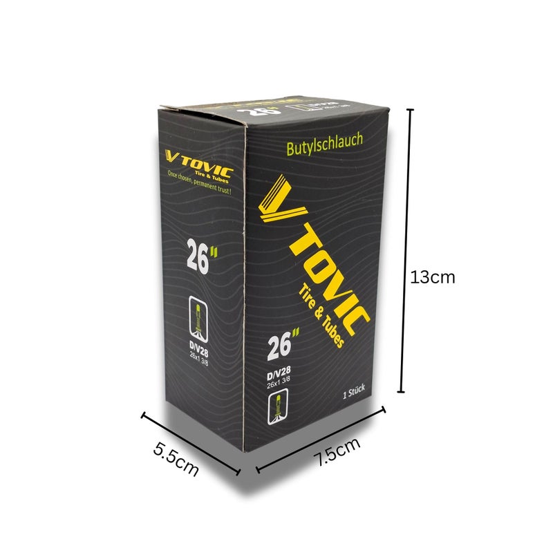 V-Tovic Tires 26x1 3/8 Bicycle Inner Tube – 26 Inch DV Valve 28mm Heavy Duty Butyl Rubber Tube for Road, Mountain, Wheelchair & City Bikes – Durable Puncture-Resistant Replacement - Image 5