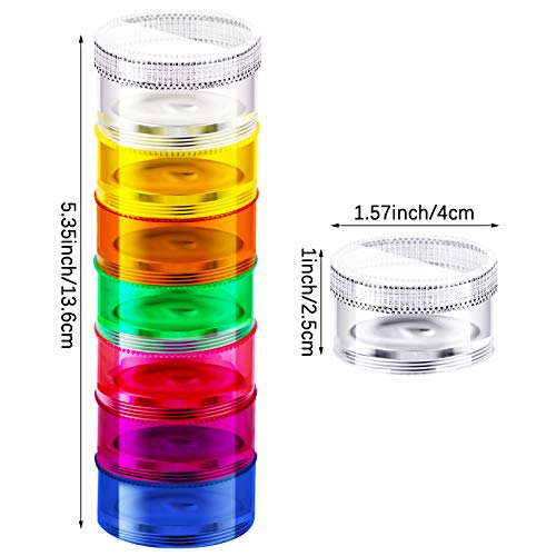 Sieral 7 Days Stackable Pill Organizers 7 Compartments Round Pill Boxes Tower Weekly Vitamin Individual Storage Containers Travel Cases with Lids for Medications, Vitamins and Supplements(2 Sets) - Image 2