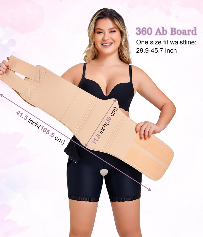YERKOAD 360 Lipo Foam Ab Board Post Surgery Liposuction Abdominal Compression Boards Belly Wrap Lipo Recovery Waist Cincher(Beige, One size) - Image 2