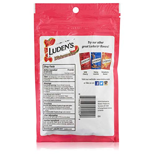Luden's Watermelon Cough Throat Drops, Pectin Lozenge/Oral Demulcent, 25-Count Per Pack (3-Packs Total) - Image 3