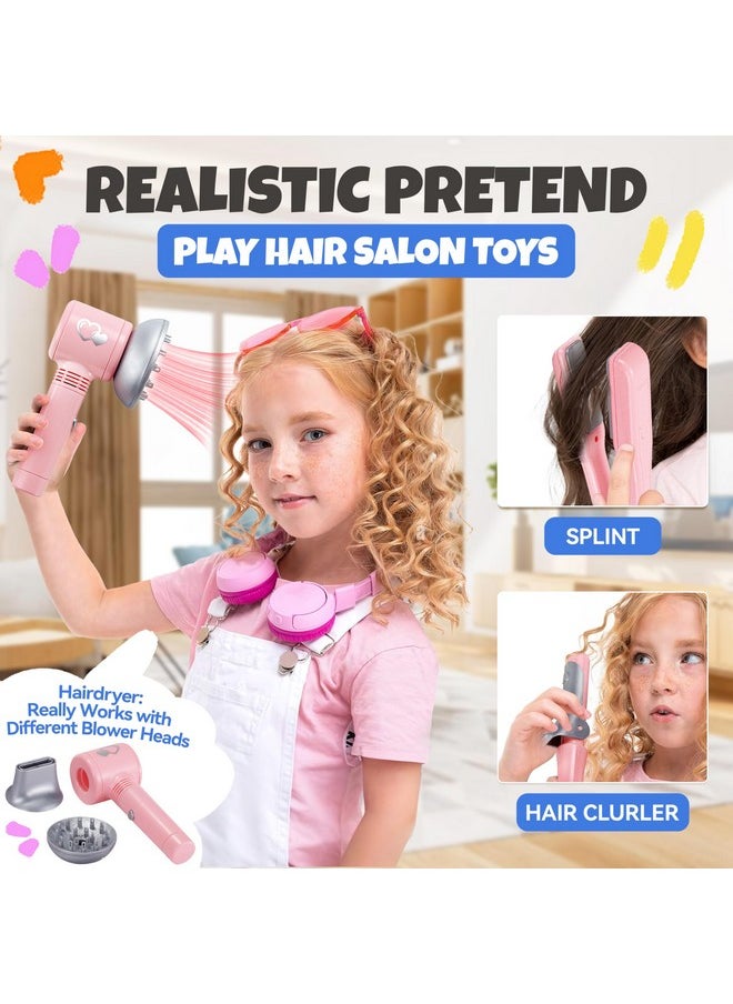 Toy Choi's - Hair Salon Toys For Girls - Pretend Play Kids Hair Salon Playset With Gift Box Realistic Hairdryer,Scissor,Comps Hair Salon Toys - Fake Makeup Party Favor Beauty Salon Playset For Girls - Image 1