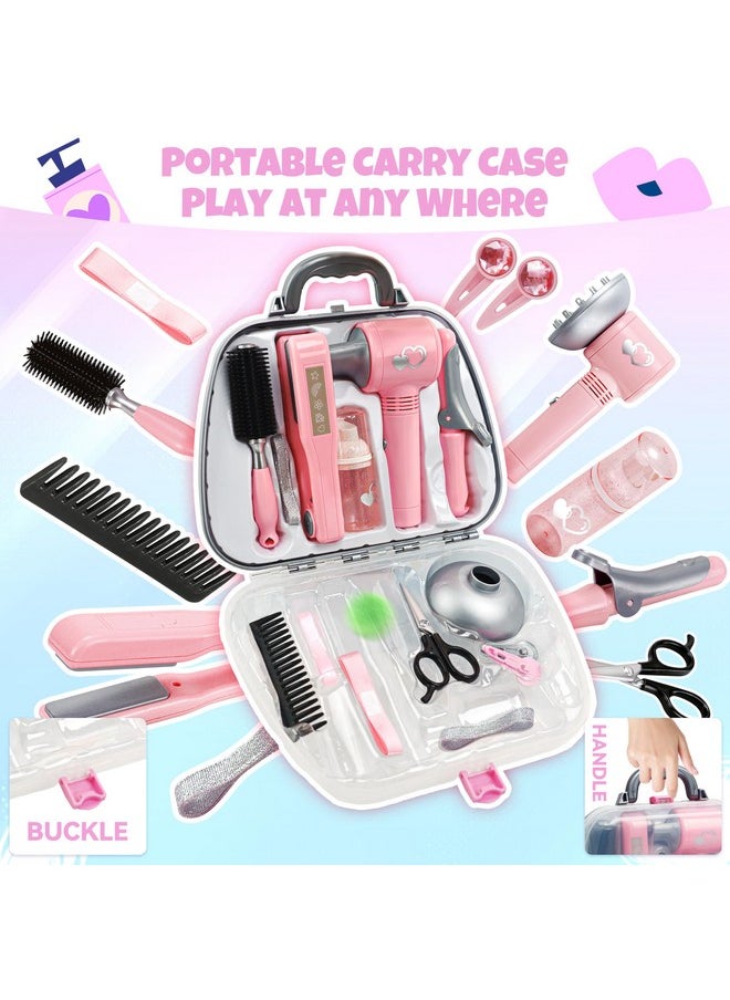 Toy Choi's - Hair Salon Toys For Girls - Pretend Play Kids Hair Salon Playset With Gift Box Realistic Hairdryer,Scissor,Comps Hair Salon Toys - Fake Makeup Party Favor Beauty Salon Playset For Girls - Image 1