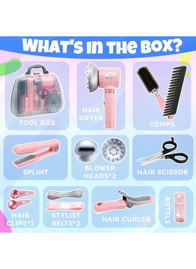 Toy Choi's - Hair Salon Toys For Girls - Pretend Play Kids Hair Salon Playset With Gift Box Realistic Hairdryer,Scissor,Comps Hair Salon Toys - Fake Makeup Party Favor Beauty Salon Playset For Girls - Image 1