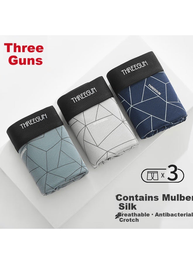 Threegun Impression Series Men's Cotton Antibacterial Mid-rise Breathable Boxer Briefs 7a Hard Style - Image 1