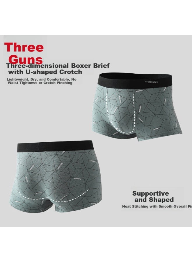 Threegun Impression Series Men's Cotton Antibacterial Mid-rise Breathable Boxer Briefs 7a Hard Style - Image 2