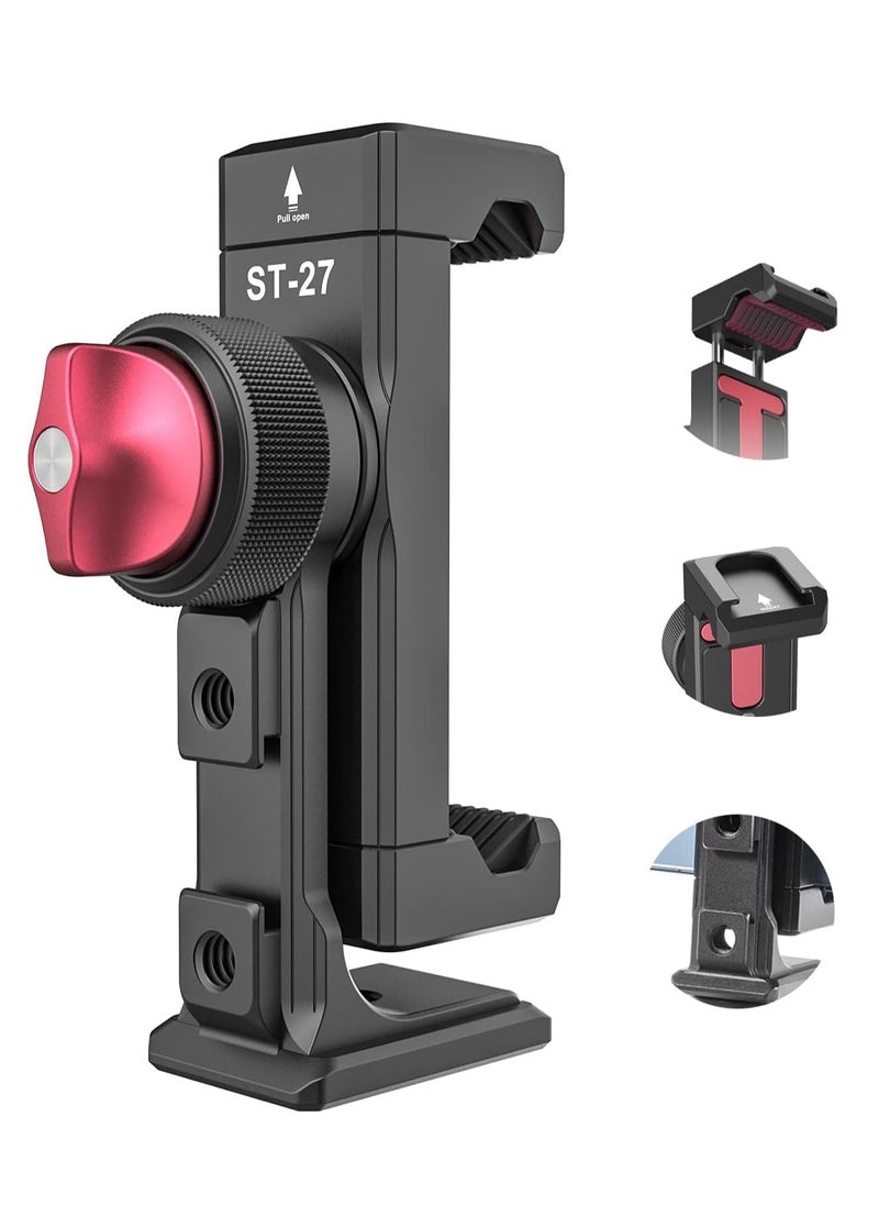 Ulanzi ULANZI ST-27 Phone Tripod Mount, 360° Metal Phone Holder for Tripod w 3 Cold Shoes & Arca Port, Versatile Smartphone Adapter for iPhone, Desktop Tripods, and Live Streaming/Vlogging Setup  - Image 1