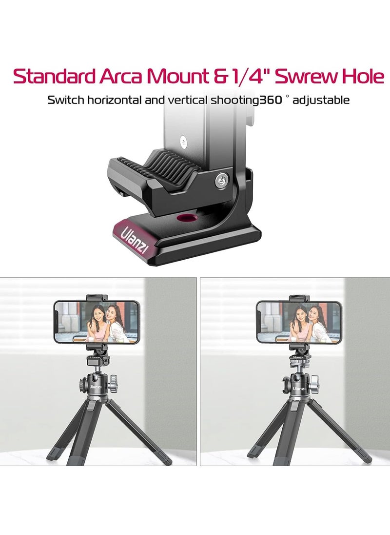Ulanzi ULANZI ST-27 Phone Tripod Mount, 360° Metal Phone Holder for Tripod w 3 Cold Shoes & Arca Port, Versatile Smartphone Adapter for iPhone, Desktop Tripods, and Live Streaming/Vlogging Setup  - Image 4