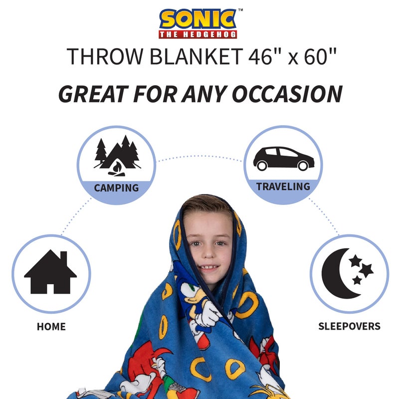 Franco Kids Bedding Super Soft Plush Throw Blanket, 46 in x 60 in, Sonic The Hedgehog, Anime - Image 3