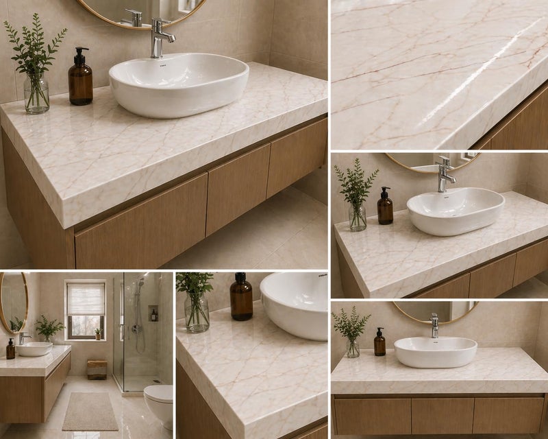 REXOTEX Marble Vinyl Contact Paper for Countertop – 60x200 CM Waterproof Peel & Stick Wallpaper, Self-Adhesive Granite Film for Kitchen, Bathroom, Furniture, Wall Renovation (Pack of 3) - Image 3