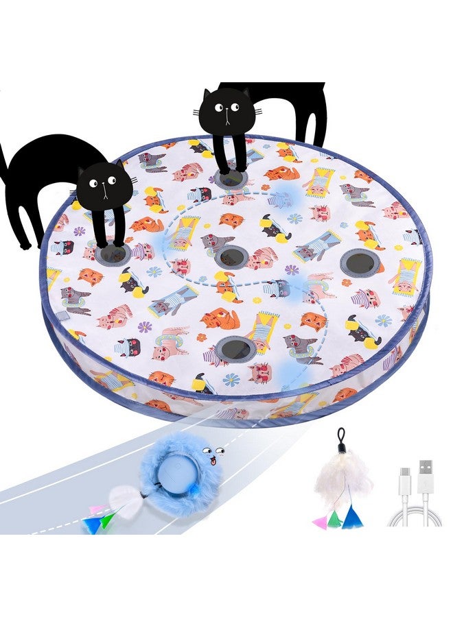 ORSDA Interactive Cat Toys Ball, Automatic Fast Rolling Ball in Pouch, Hide and Seek for Indoor Cats, Motion Chirping Activated Moving Ball, 5 Holes Mat Mouse Catching Game - Image 1