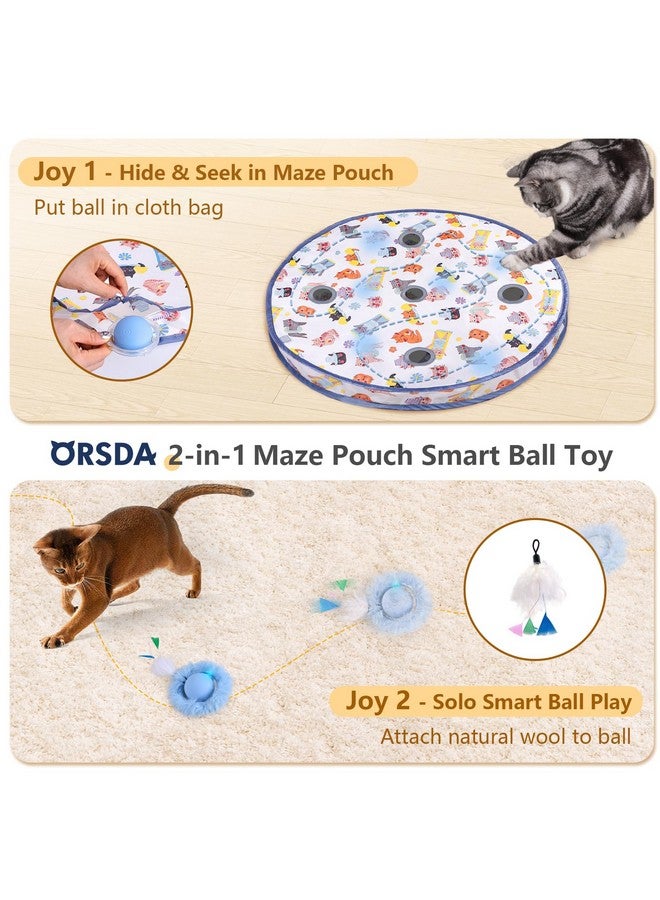 ORSDA Interactive Cat Toys Ball, Automatic Fast Rolling Ball in Pouch, Hide and Seek for Indoor Cats, Motion Chirping Activated Moving Ball, 5 Holes Mat Mouse Catching Game - Image 2