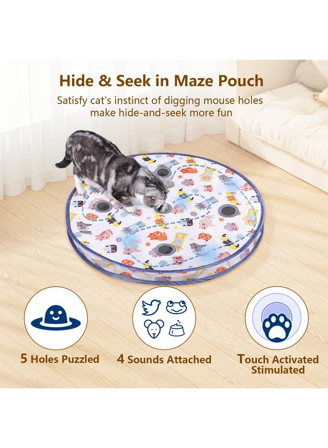 ORSDA Interactive Cat Toys Ball, Automatic Fast Rolling Ball in Pouch, Hide and Seek for Indoor Cats, Motion Chirping Activated Moving Ball, 5 Holes Mat Mouse Catching Game - Image 3