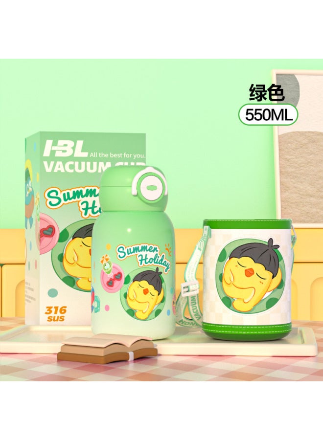 Cartoon Double Drink Children's Thermos Cup 316 Stainless Steel Vacuum Children's Water Cup High Color Value Cute Portable Suction Cup