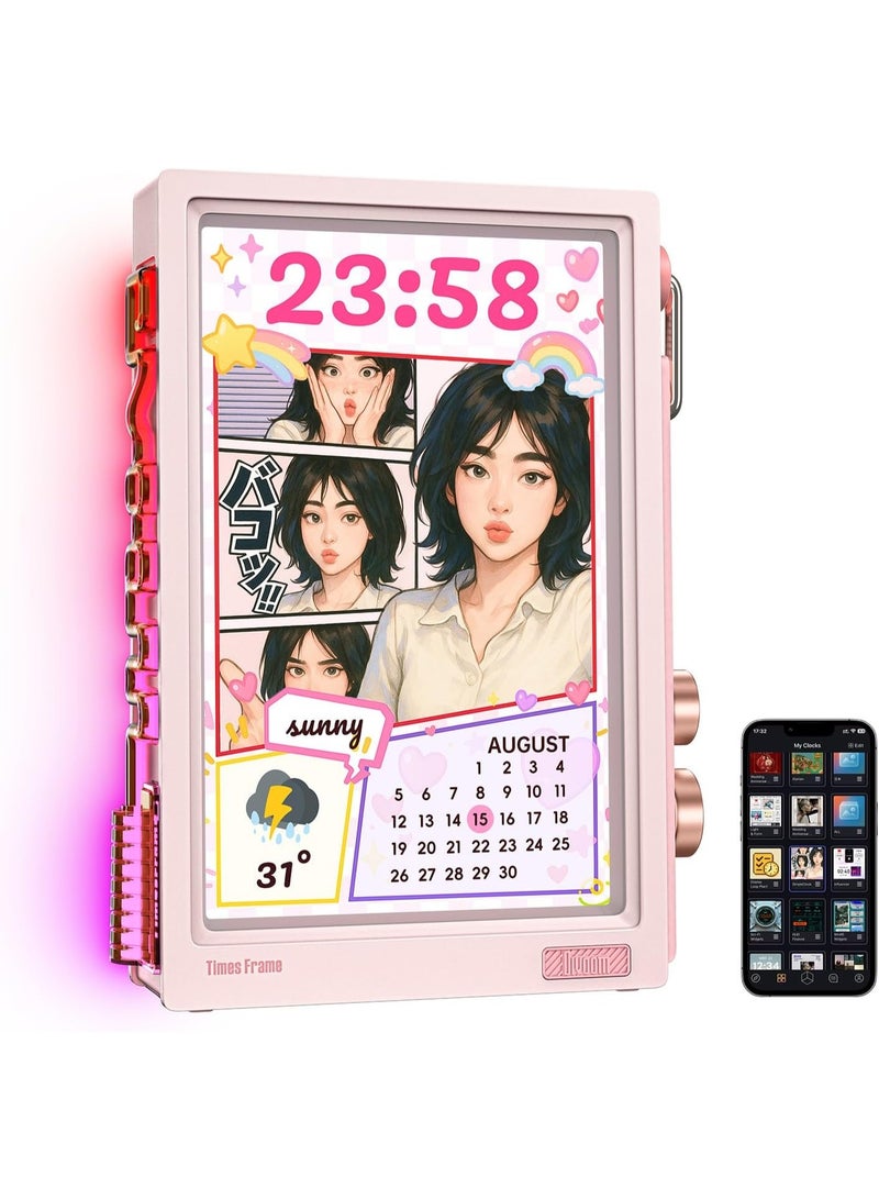 ديفوم (Divoom Times Frame-10.1 الذكي الشفاف - شاشة عرض رقمية ساحرة مع أزرار RGB دوارة - هدية عيد مثالية! WiFi، 64GB، أكثر من 400 وجه ساعة، بيانات حية، فن البيكسل، تخصيص كامل) - Image 1