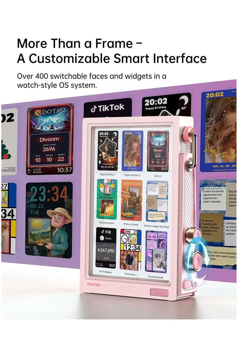 ديفوم (Divoom Times Frame-10.1 الذكي الشفاف - شاشة عرض رقمية ساحرة مع أزرار RGB دوارة - هدية عيد مثالية! WiFi، 64GB، أكثر من 400 وجه ساعة، بيانات حية، فن البيكسل، تخصيص كامل) - Image 5