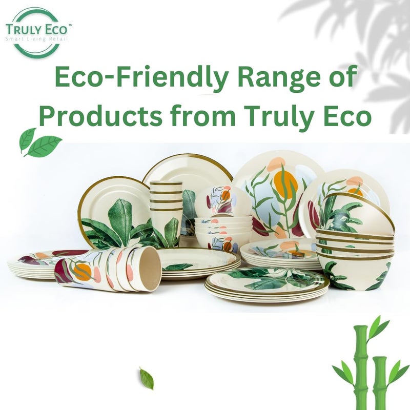 TRULY ECO SMART LIVING RETAIL Truly Eco Dinner Set - Bamboo Bowl Set - Non Toxic Reusable Dishwasher Safe Dinnerware Set, Eco-Friendly Biodegradable Crockery Set for Dining - Plain 330ml Bowl/Katori (Set of 3) - Image 2