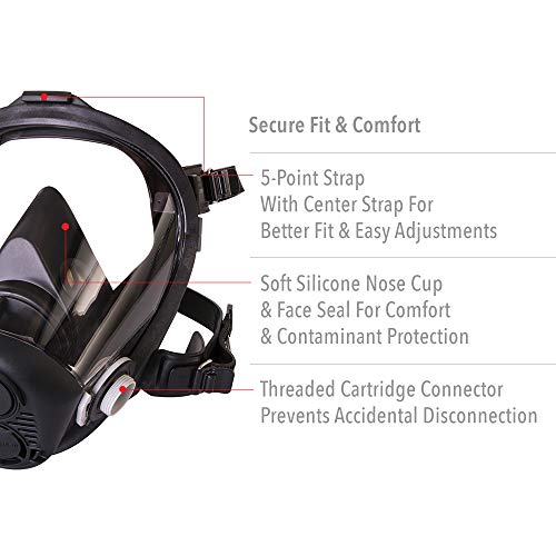 North RU6500 Series Full Face Respirator with 5-Point Head Strap, Large (RU65001L) - Image 4