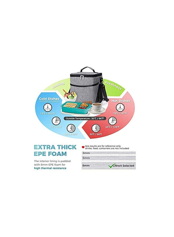 Zaboon Box Lunch Bag For Adults Men Women 9L (12Can) Soft Cooler Bag Waterresistant Leakproof Thermal Bento Bag For Work/School/Picnic Grey - Image 3