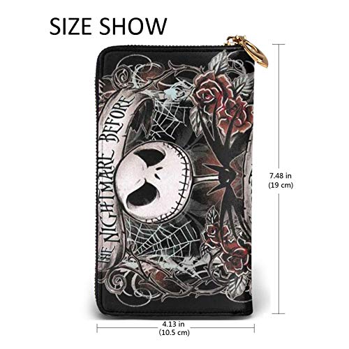 DZGlobal Women Printed Zip Around Wallet Halloween Art Soft PU Clutch Holder Purse - Image 4