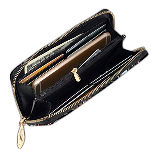 DZGlobal Women Printed Zip Around Wallet Halloween Art Soft PU Clutch Holder Purse - Image 5