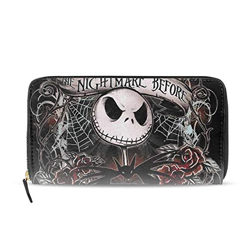 DZGlobal Women Printed Zip Around Wallet Halloween Art Soft PU Clutch Holder Purse - Image 1