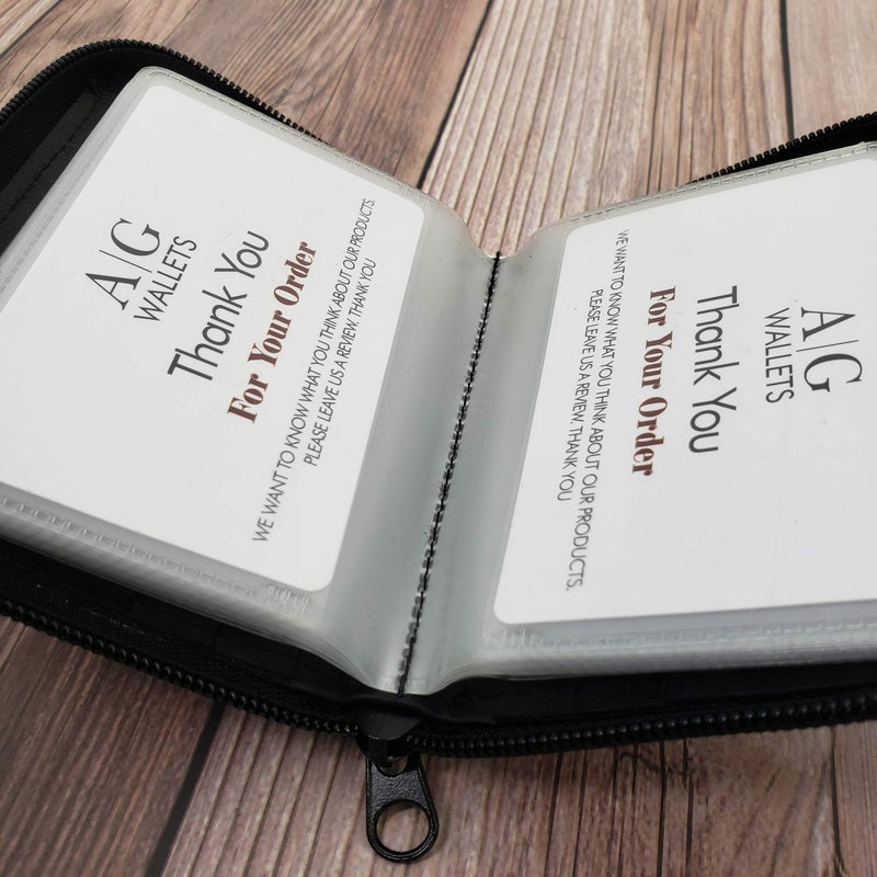 ag wallets Mens Zip Around Leather Wallet with Inserts (Black) - Image 5