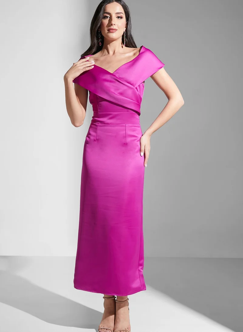 Virgos Lounge Bardot Surplice Neck Dress