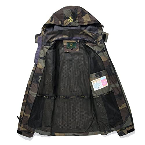 GIISAM Mens Windproof Jacket Waterproof Lightweight Mountain Sport Jacket for Men Hooded Windbreaker Raincoat(Green Camo,XXL) - Image 3