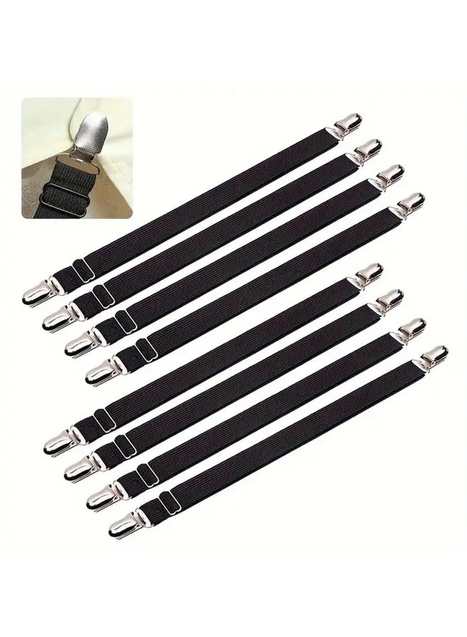 8 Pcs White Adjustable Nylon Comforter Clips Bed Sheet Straps 13 8 To 27 5 Inches - Image 1